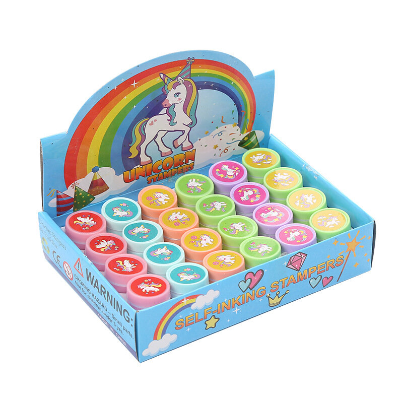 Cartoon Mini Unicorn Series Stamps Toys Set para crianças, Doodle Stamp Toys, Kindergarten Reward Gifts, Cute, 24Pcs