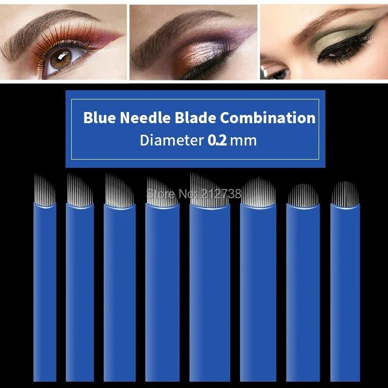 500pcs 0.2mm Microblading Needles 12 14 16 18 21 PinCF/U Permanent Makeup Eyebrow Tattoo Needles Blade For 3D Embroidery Pen