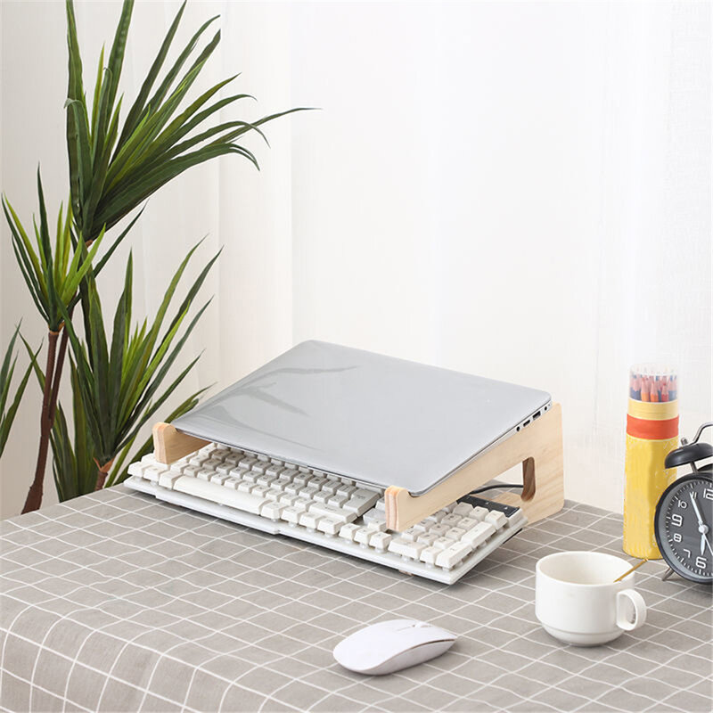 Uniwersalny drewniany uchwyt na laptopa, podstawa z odpinanym uchwytem chłodzącym do komputera, odpowiedni do notebooka, laptopa, tabletu, 10-17 cali