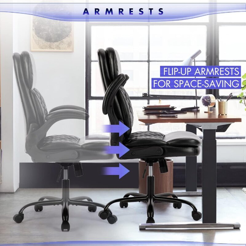 Sedia da ufficio COLAMY, sedia da Computer direzionale, sedia da ufficio ergonomica con braccio ribaltabile imbottito, altezza regolabile e inclinazione