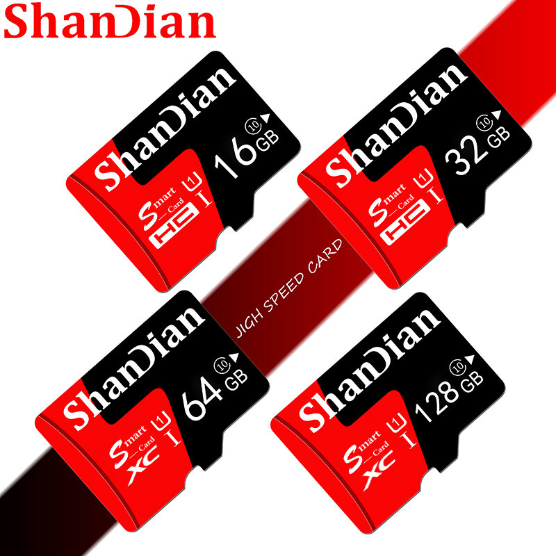 SHANDIAN 100% 원래 진짜 용량 8 기가 바이트 어댑터 선물 16 기가 바이트 메모리 카드 32 기가 바이트 클래스 10 스마트 SD 64 기가 바이트 SD 카드 SD/TF 플래시 카드