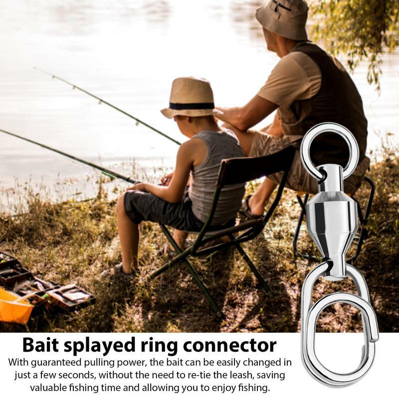 Conector de anillo de cebo de pesca de acero inoxidable, Conector de anillo sólido giratorio de rodamiento, pesca de agua dulce y salada para cebo de arrastre