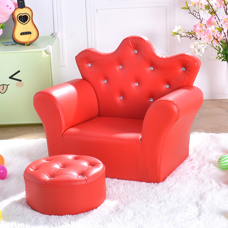 K-STAR High-quality Supplier Of Children's Furniture Sofas Korean Style Crown Pull Buckle Combination Sofa Fashionable Footstool