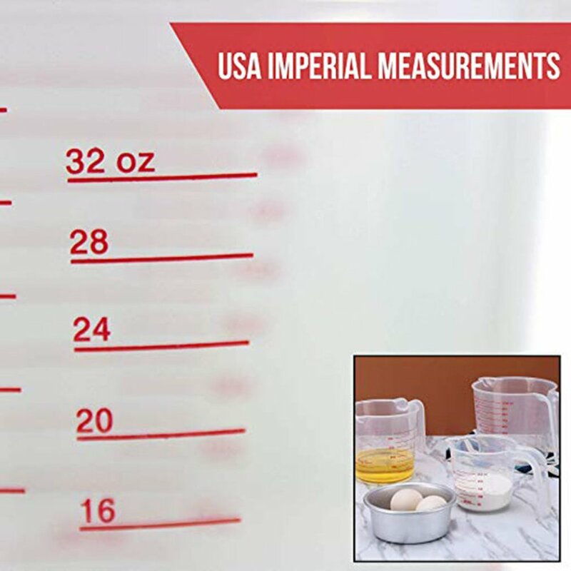 Taza de medición graduada de plástico de grado alimenticio, contenedor de líquidos con escala, herramienta de taza de Medición Portátil duradera, instrumentos de medición