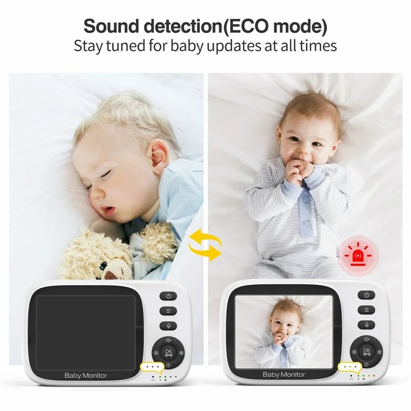 BabyStar Monitor bayi Video tanpa kabel, Monitor suhu interkom 3.2 inci dengan penglihatan malam otomatis dua arah