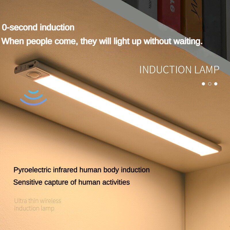 Lumière LED avec capteur de mouvement, aste par USB, pour armoire de cuisine, barre d'éclairage de 20cm/40cm/60cm