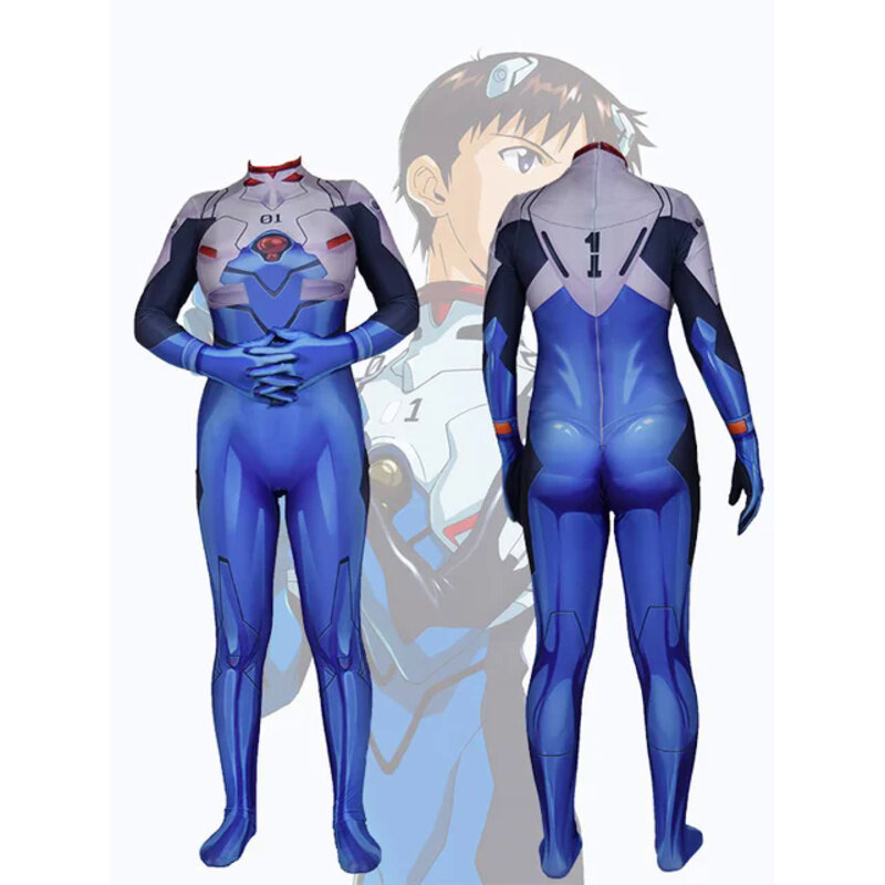 Disfraz de Cosplay de Shinji con estampado 3D, mono de superhéroe para Halloween, monos Shinji Zentai, traje de Cosplay para adultos y niños