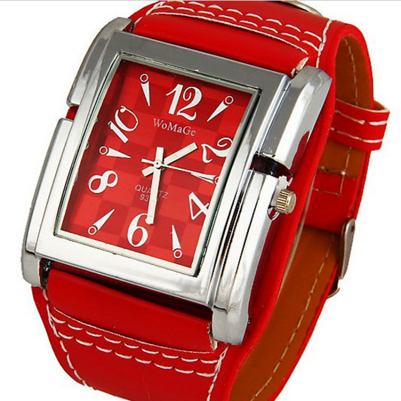 Womage moda quadrado relógio feminino esportes relógios de couro banda analógico quartzo relógios de pulso senhoras reloj mujer relogio feminino