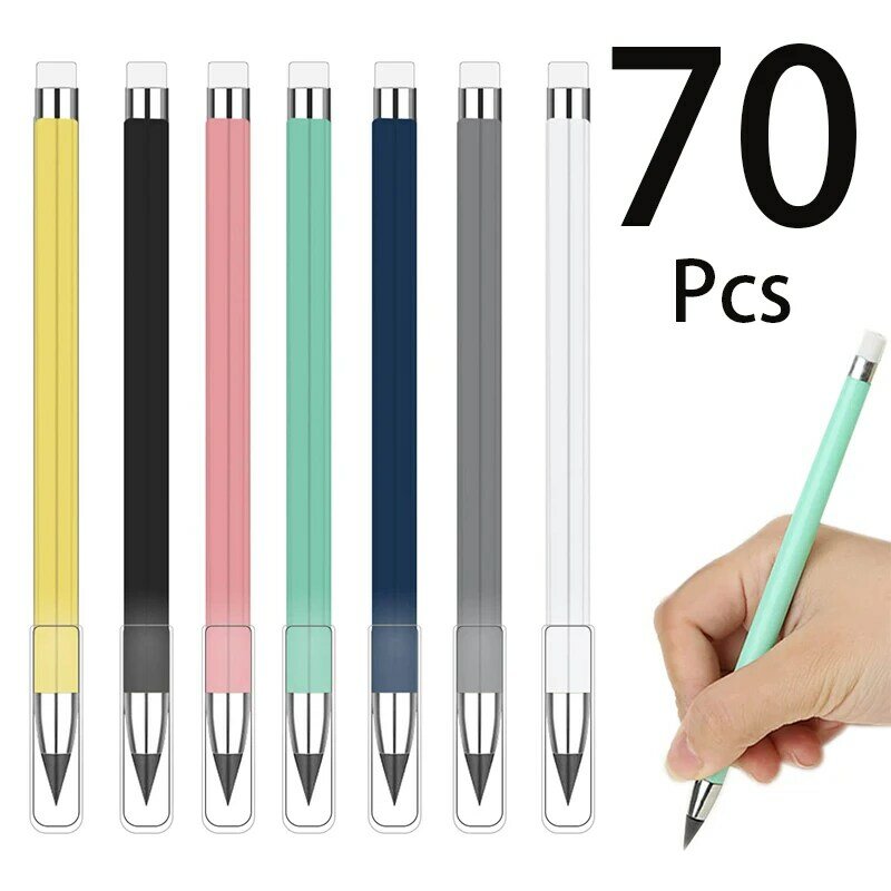 70Pcs Inkless Pencil Reusable Everlasting Pencil with Eraser Forever Pencils for Home School Office Writing Drawing