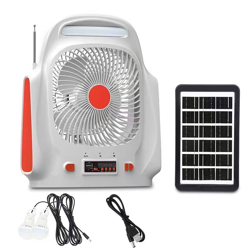 Draagbare Oplaadbare Noodverlichting Power Systeem Outdoor Nachtlampje Solar Fan Draadloze Speaker