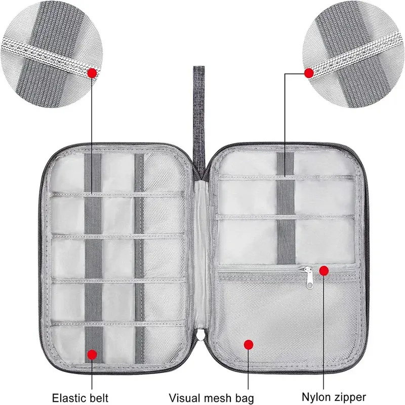 ポータブルデジタルUSBガジェットストレージバッグ,実用的なケーブル付きトラベルパッキングキューブ,充電器付きワイヤーケース,化粧品アクセサリー