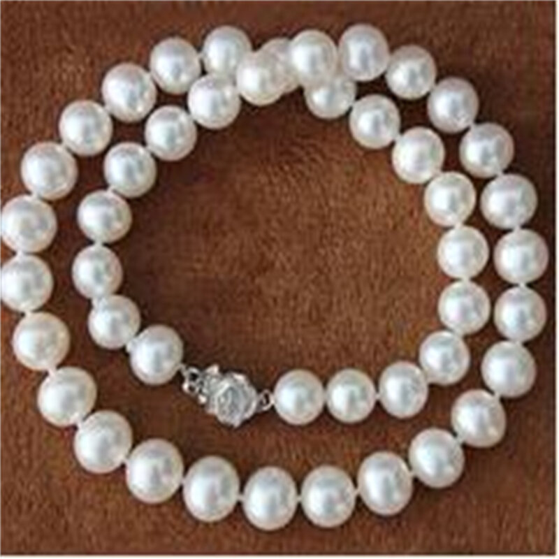 Menjual perhiasan 8-9mm putih Akoya Selatan kalung mutiara laut 18''