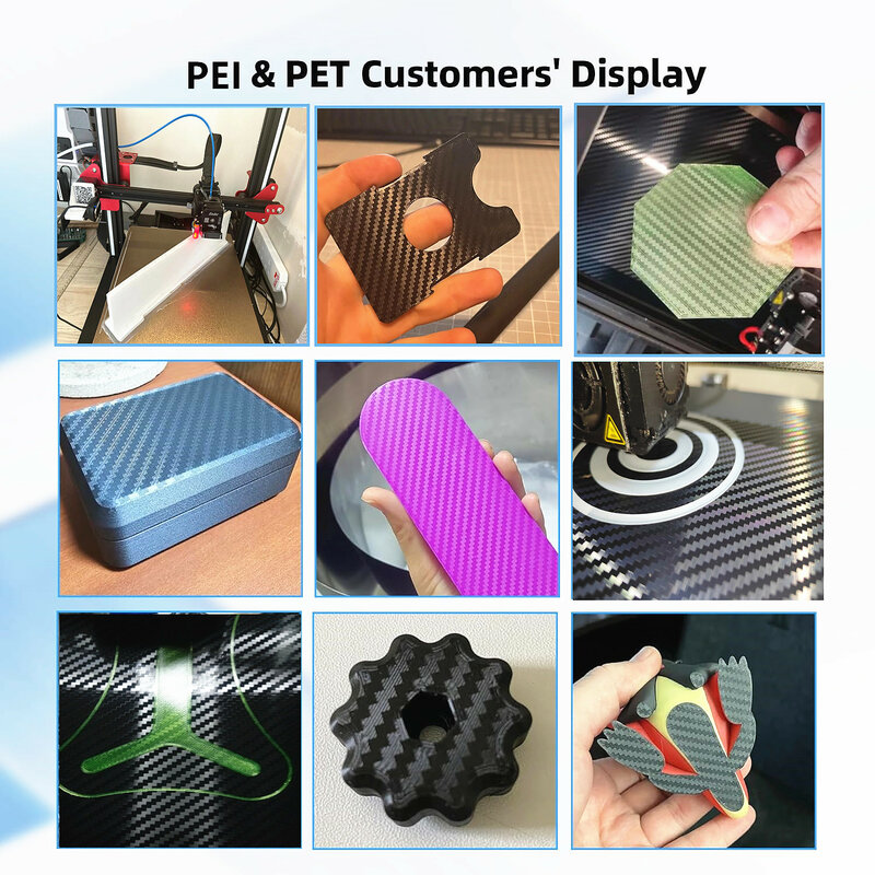 Double Side PET Carbon Fiber e PEI Spring Steel Sheet, Placa de Construção Magnética, Heatbed para Ender 3 P1P Upgrade, 180 220 235 310,350