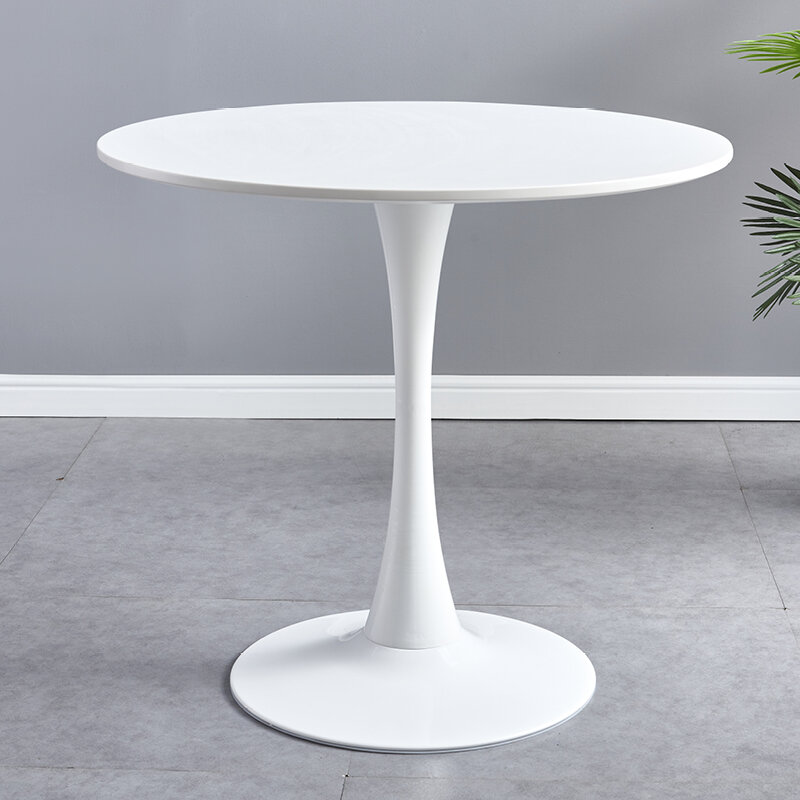 Mesa redonda pequeña y moderna para el hogar, conjunto de mesa de té de ocio, combinación de Silla, color blanco, simple, balcón, edroomside