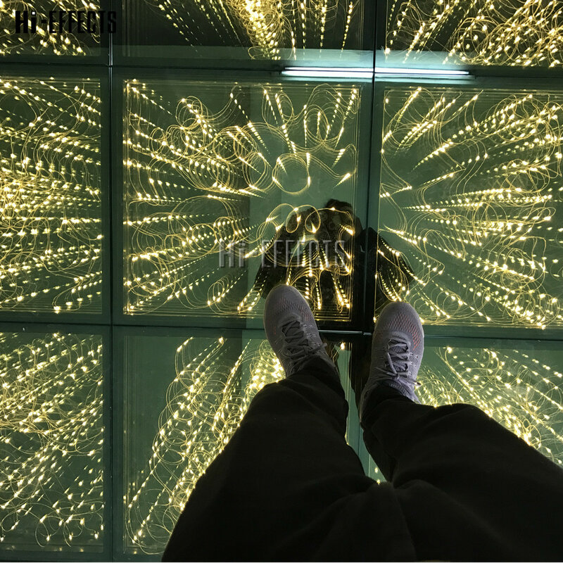 Gold Dance Floor SD Control Stage Lighting 3D Mirror Goden Dance Floor Tempered Glass for Concert Shop Stage Show Hotel Lighting