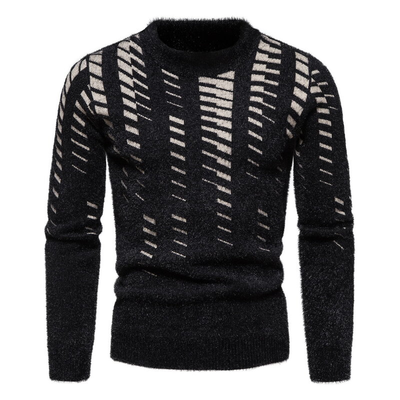 겨울 패턴 스웨터, 라운드 칼라, 스트라이프 따뜻한 남성 아웃웨어 풀오버, 가을 티셔츠, 신상 패션