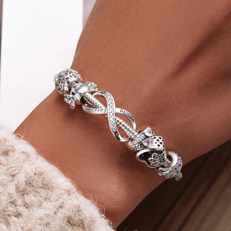 WOSTU 925 Sterling Silber Unendlichkeit Symbol Perlen Für Immer Liebe Anhänger DIY Charme Fit Original Armband Schmuck Für Frauen Geschenke