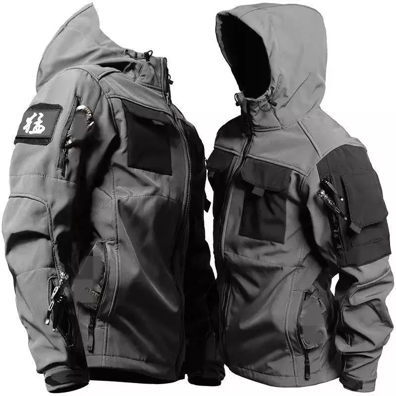 Мужская зимняя бархатная утепленная уличная куртка Invader Soft Shell тактическая ветрозащитная и водонепроницаемая куртка и брюки для альпинизма