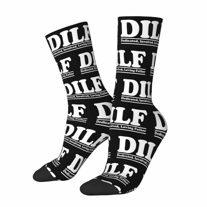 Funny Dad DILF Accessories Crew Socks Cozy Skateboard Long Socks Comfortable for Women's Present