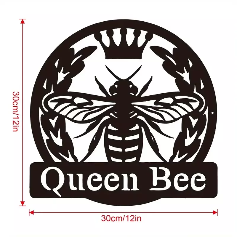 Cartel colgante de pared de Metal con monograma de reina de abeja, decoración de arte de pared perfecta para su Patio, jardín o regalo de inauguración de la casa, decoración artística