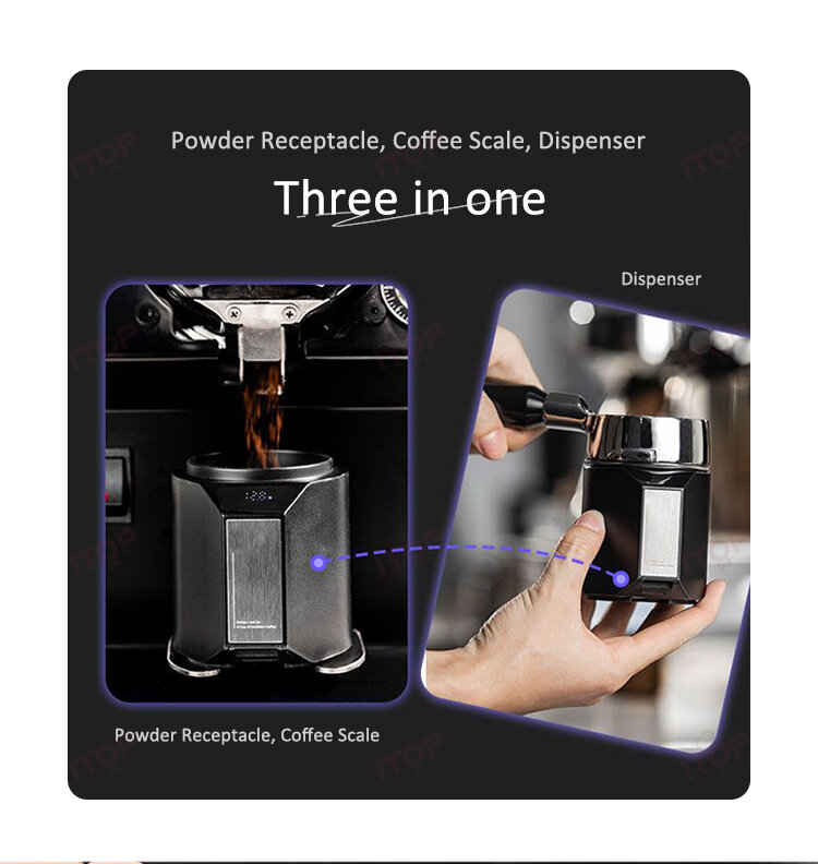 ITOP-báscula de polvo DCS, taza de pesaje de café en polvo, receptáculo con báscula electrónica, herramienta para taza de café