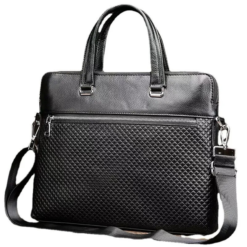 Nuova valigetta esecutiva da uomo d'affari con borsa in pelle con cerniera per documenti borsa a tracolla di lusso per Laptop maschile