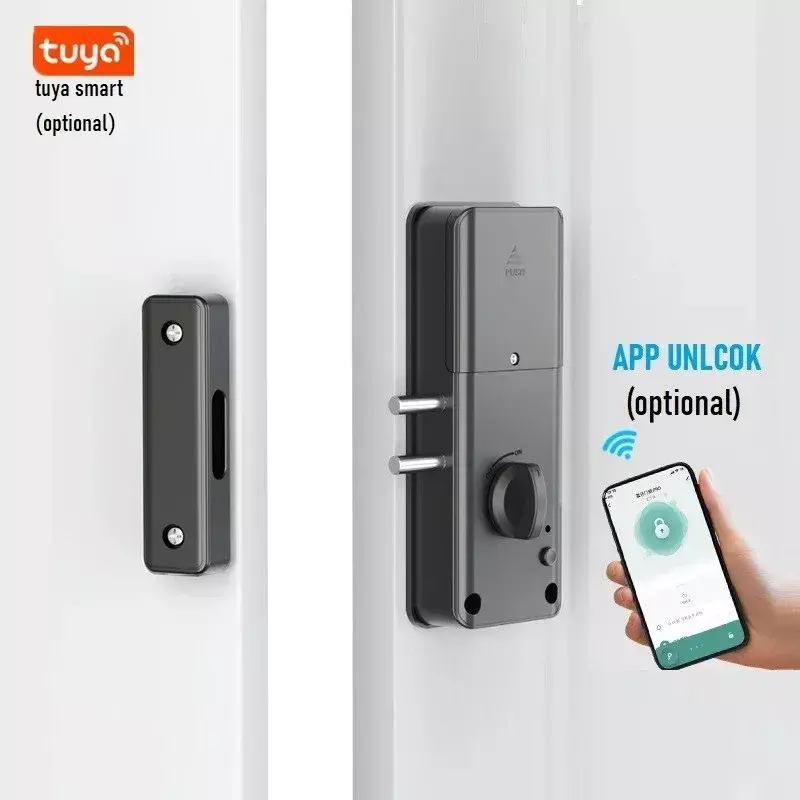 Tuya/TTlock kunci pintu pintar tidak terlihat, kunci pintu kayu tanpa kunci aplikasi kartu IC Buka kunci elektronik Maling dalam ruangan