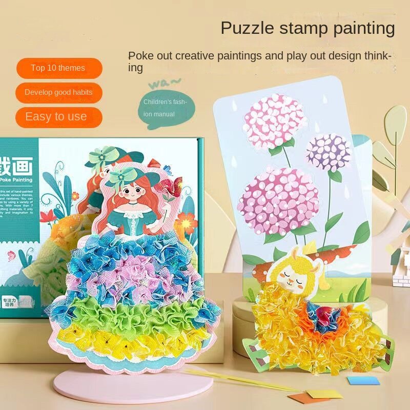 Fantasia dipinta a mano Dress-up che pezza divertente principessa sostituzione Sticker libro bambini che dipingono giocattoli fatti a mano regali di compleanno per ragazza