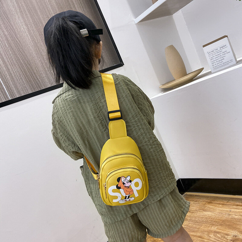 Детская мультяшная милая сумка-мессенджер на одно плечо, модная универсальная повседневная детская нагрудная сумка для мальчиков и девочек, кошелек для мелочей с принтом Микки