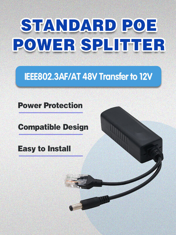 POE Splitter Gigabit per porte Switch telecamere IP CCTV da 48V a 12V 2.5A 30W 15W Gibabit 1000mbps RJ45 a Splitter di alimentazione cc