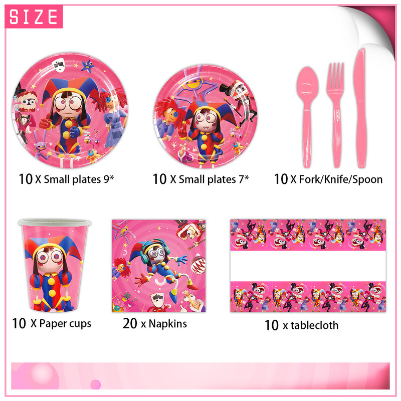 The Amazing Digital Circus Birthday Party Decoration Disposable Tableware Balloons Cup Plates Tablecloths Baby Shower Supplies