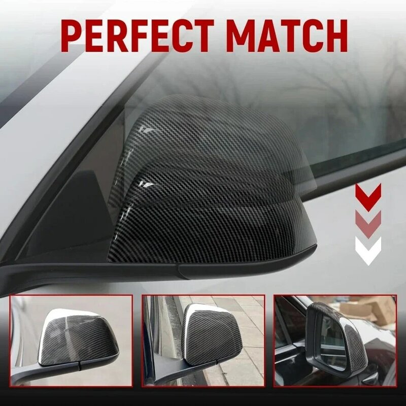 2PCS Side Mirror Covers For Tesla Model 3 2017-2023 ABS Carbon Fiber Rearviews Mirror Cap Passenger and Drive Side Protection