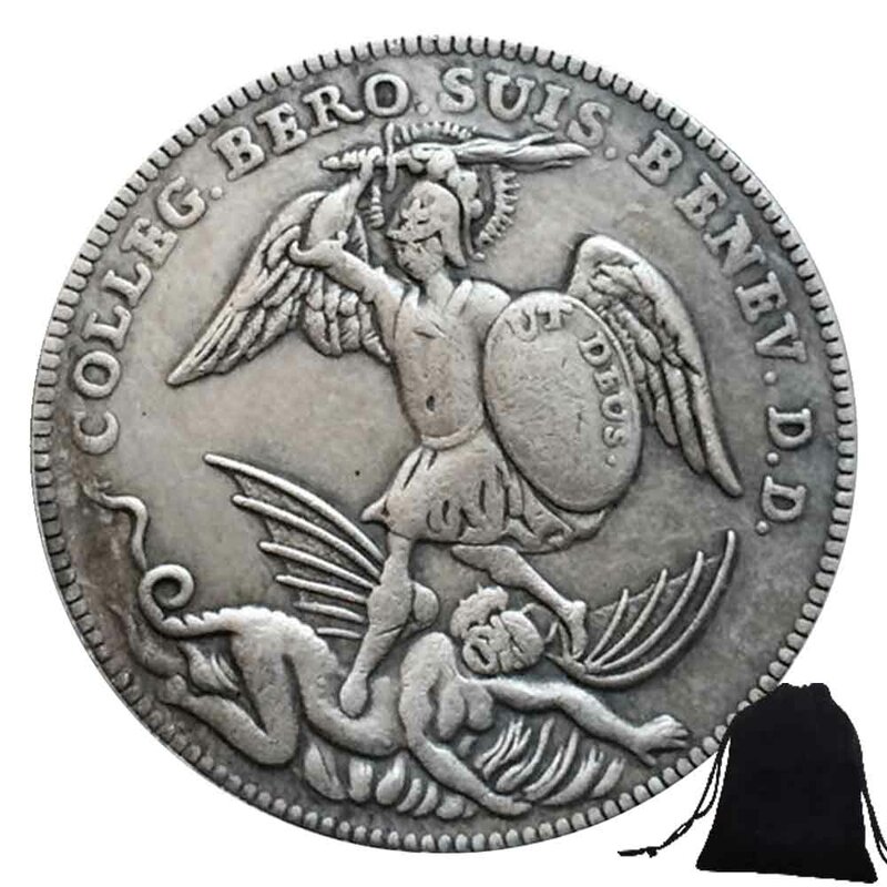 Moneda de lujo de caballero suizo, moneda de bolsillo conmemorativa de la buena suerte, bolsa de regalo, 1720