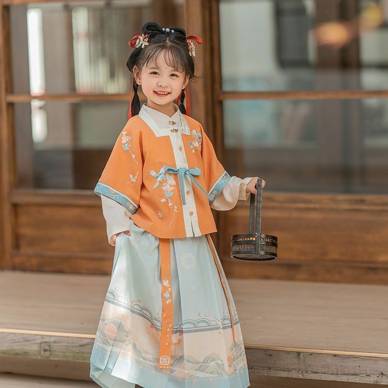 Girls' Autumn And Winter Baby Ming 3-Piece Suit Girls' Ancient Costume Fairy Chinese Long Skirt Children's Tang Suit Hanfu LE496