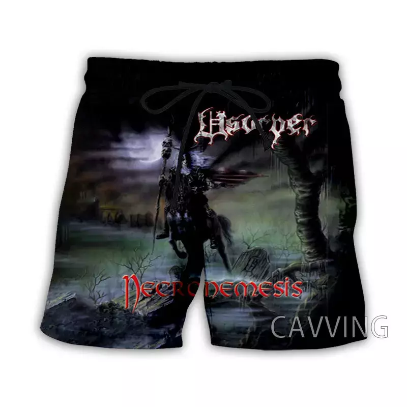 CAVVING-Shorts de praia casuais para homens e mulheres, impressos em 3D USURPER Rock Streetwear, Sweat Shorts, verão