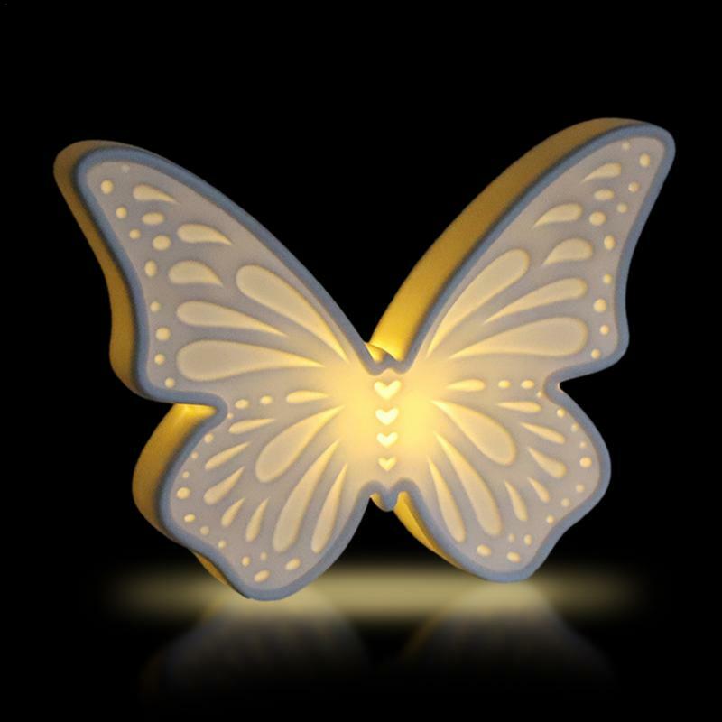 Butterfly Night Light Ceramic Butterfly Table Night Light Reusable Art Ornament Decoration Night Light For Living Rooms And