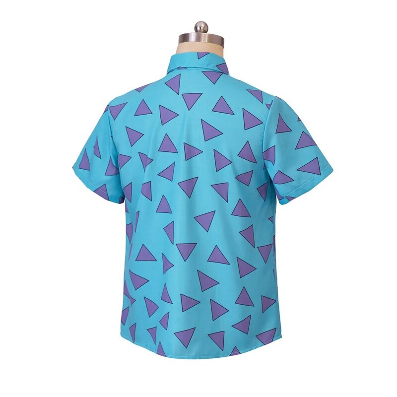 Kemeja biru Rocko kostum Cosplay hidup Modern Anime Rocko kemeja pantai kasual cetakan 3D segitiga pria dewasa