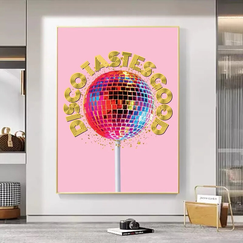 디스코 볼 댄스플로어 디스코 파티 포스터, 접착식 아트 포스터, 레트로 크래프트 종이 스티커, DIY 룸 바 카페 빈티지 장식