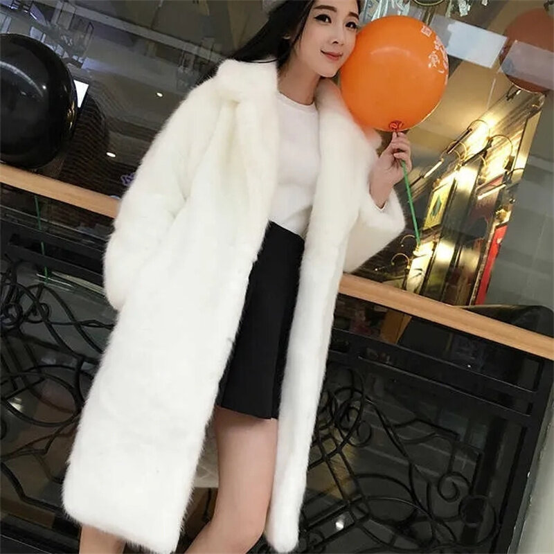 Nowa kurtka ze sztucznego futra kobiet płaszcz zimowy kobiet średniej długości płaszcz imitacja norki aksamitne pogrubienie koreański luźny płaszcz