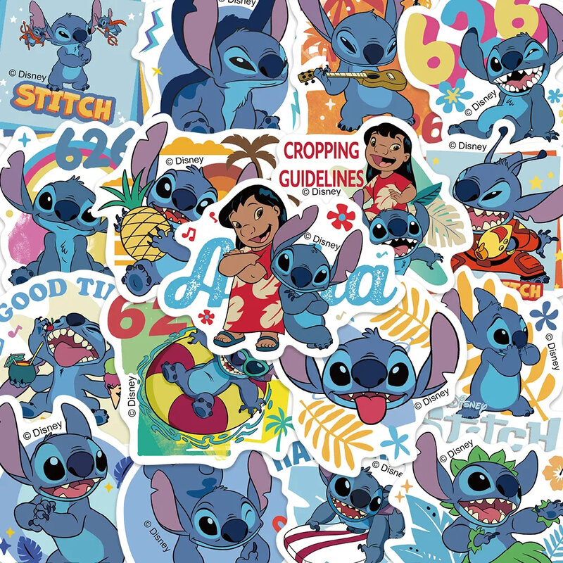 10/30/50 buah stiker Anime kilo Stitch kartun Disney tahan air PVC Skateboard bagasi Laptop mainan stiker anak-anak lucu