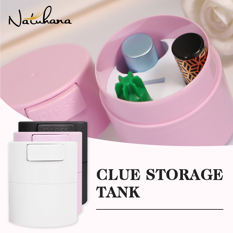 Natuhana-tanque de armazenamento adesivo para cola para cílios, recipiente de armazenamento, suporte adesivo, frasco selado, acessórios cosméticos, ferramentas de maquiagem