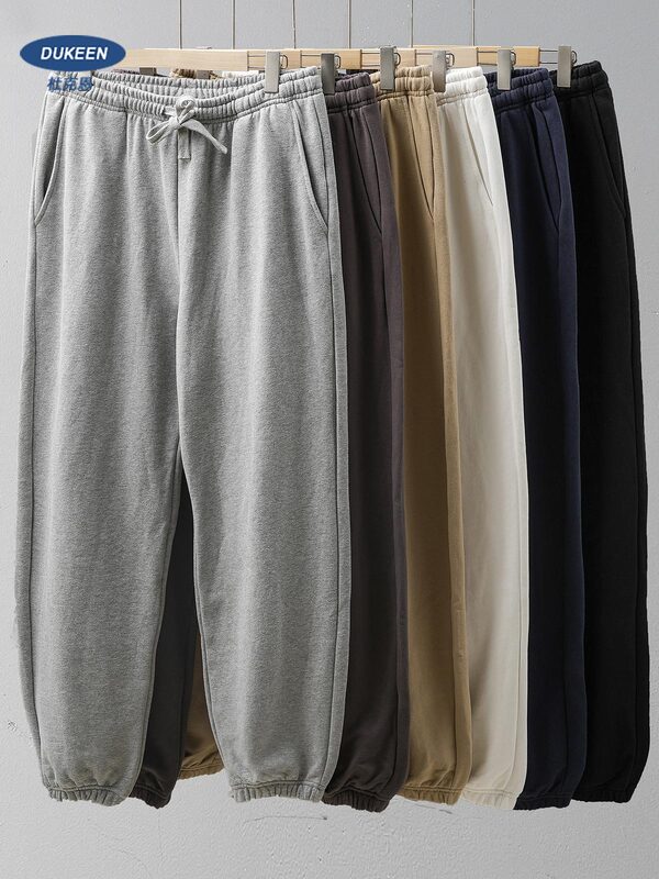 DUKEEN-pantalones de chándal de 500G para hombre, ropa deportiva informal, holgada, con cordón, para primavera y otoño