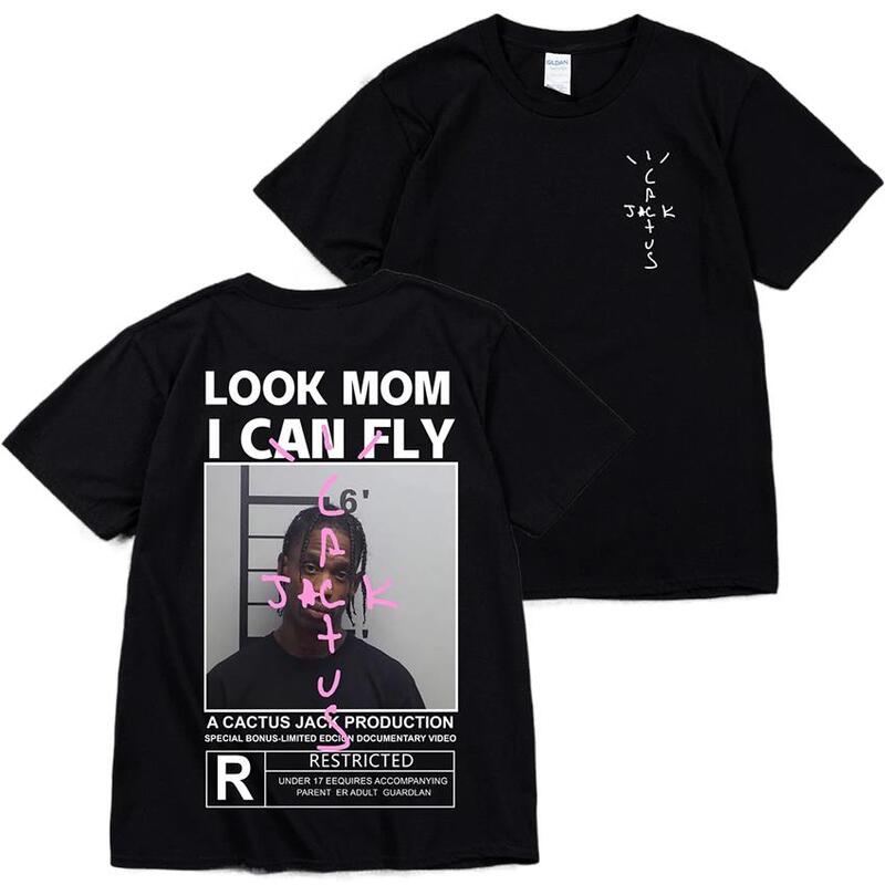 T-shirt de algodão para homens e mulheres, tops de manga curta, OLHAR MOM I CAN FLY Tee ASTROWORLD Hip Hop, alta qualidade, venda quente