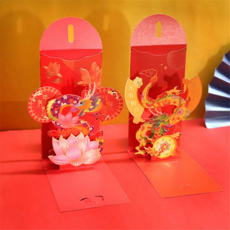 1~5PCS Red Envelope Lively And Auspicious Spring Festival Fold High-end Pull-out Type Spring Festival Decoration Supplies