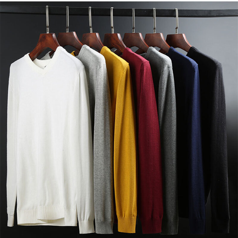 MRMT 2024 Brand New Men's Sweater  Fashion Cotton Sweater for Male Pullover V Collar Long Sleeve Tops Sweater