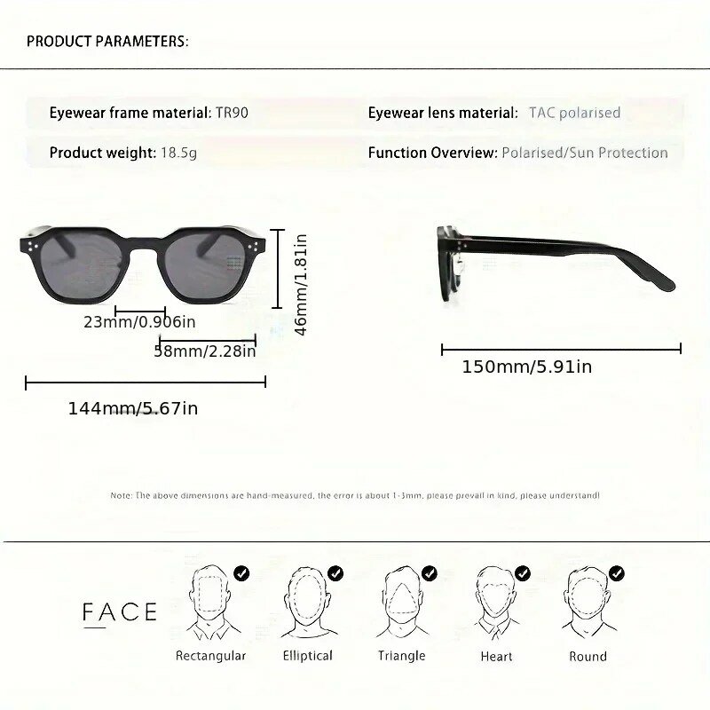 نظارات شمسية مضلعة مستقطبة للرجال والنساء ، إطار عصري قديم ، نظارات UV400 ، جودة عالية ، سفر ، جديد ، TR90
