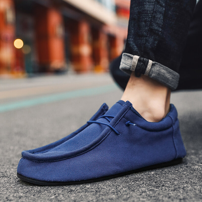 YRZL Men's Canvas Shoes Breathable Summer Outdoor Footwear High Quality Slip on Walking Sneakers Comfortable Loafers for Men