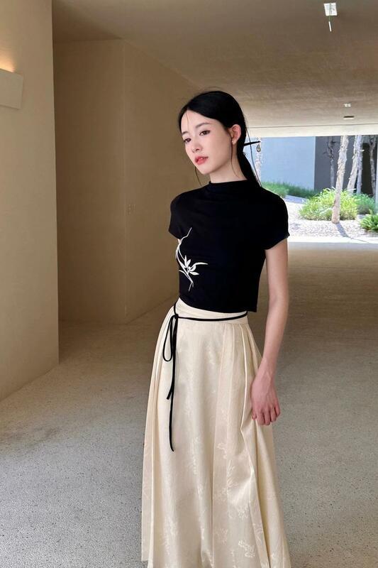 Elegante hepburn Frauen kleider schnüren Frühling koreanische Mode schicke Kragen Schleife Kurzarm Abschluss ball ein Linie Kleid