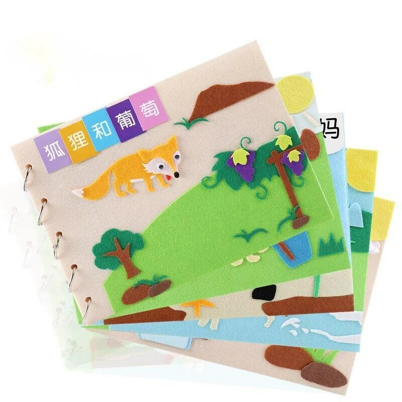 DIY Stiker Non-tenun Buatan Tangan DIY Mainan Bahan Paket Pola Proyek Kerajinan Pengajaran Mainan Pendidikan untuk Anak-anak Baru