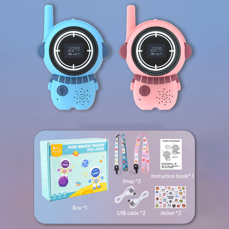 Astronaut Kids Walkie Talkie 3km Range Electronic Toys Children's Gadgets Change Voice Radio Phone Birthday Gifts for Boys Girls